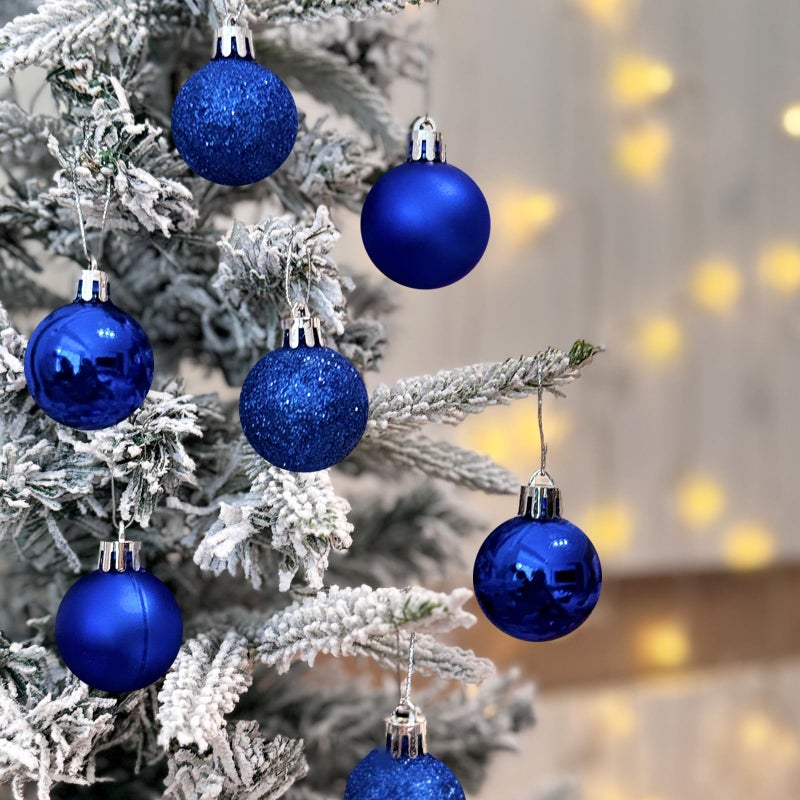 Emopeak 24Pcs Mini Christmas Balls Ornaments for Xmas Tree - 1.57 Inch Small Shatterproof Christmas Tree Decorations Hanging Ball for Holiday Wedding Party Decoration Navy Blue - Image 2